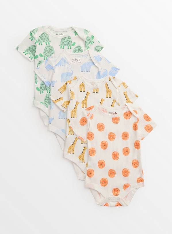 Animal Print Bodysuit 4 Pack 3-6 months